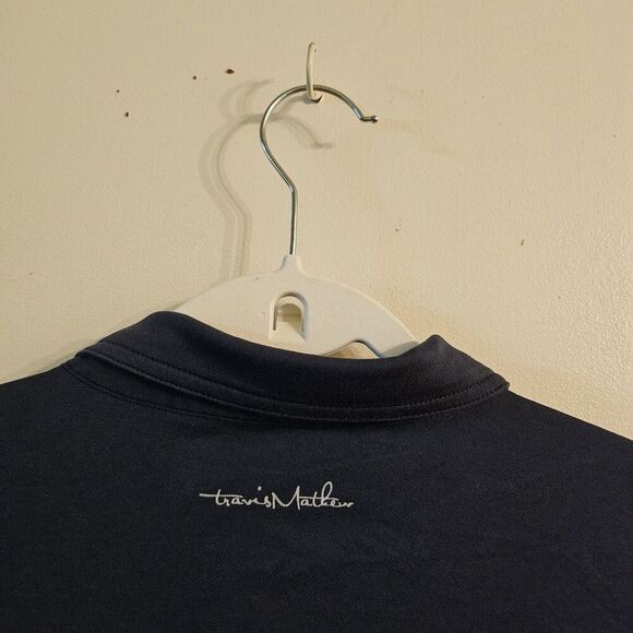 Travis Mathew Nash Polo Shirt Mens Large Navy Blue Striped Golf Performance - Picture 7 of 9